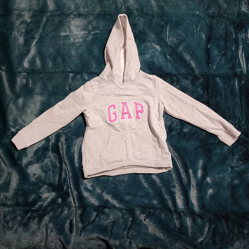 GAP Kids Gray Hoodie with Pink Logo‎ Size 4-5(XS)